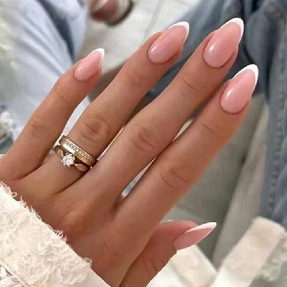 French Tip Press on Nails Almond Shape